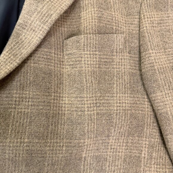 Jos.A.Bank Mens Tan Camelhair Plaid 2-Button Blazer Jacket Classic Fit Size 46R - Picture 5 of 10